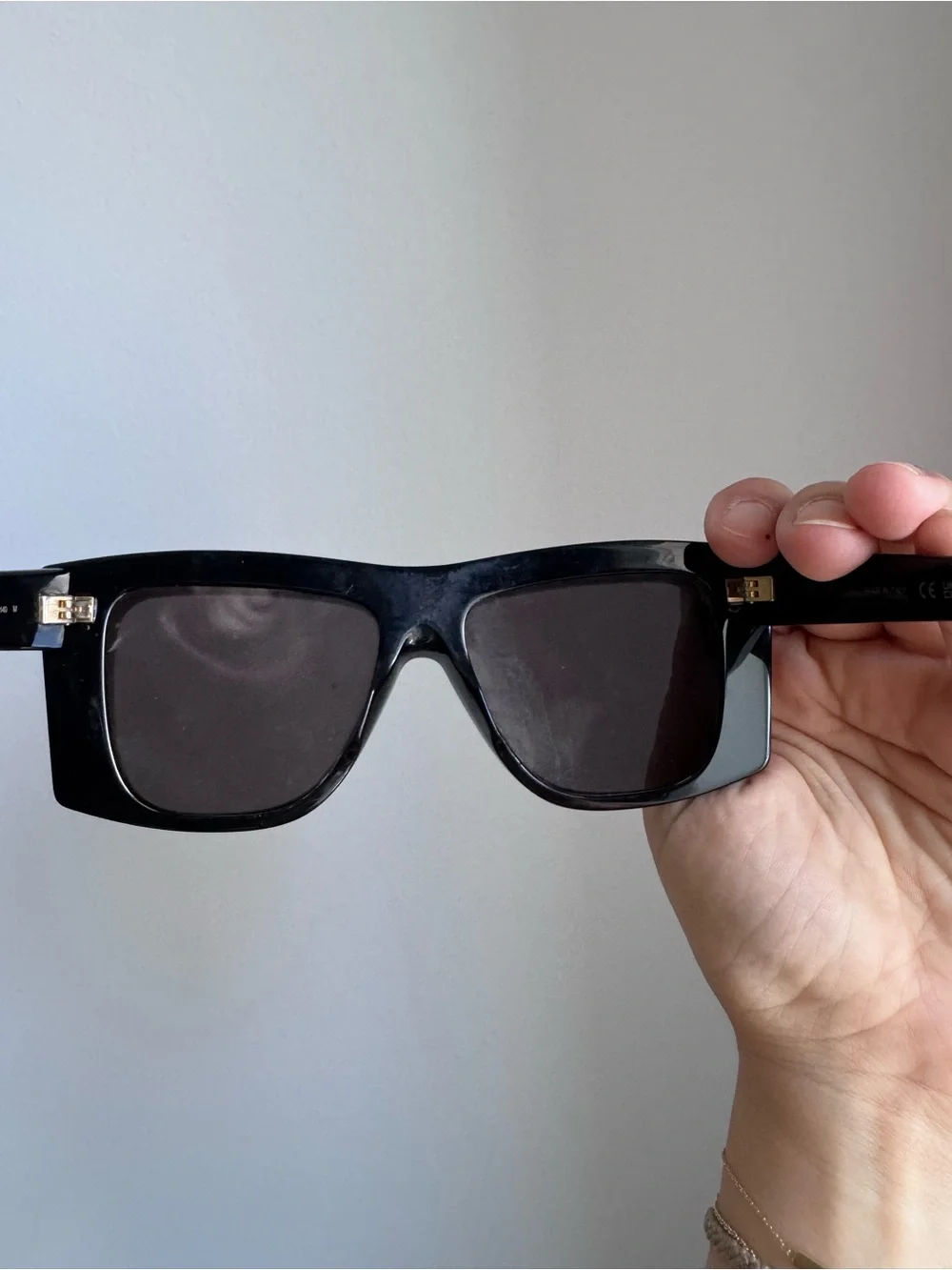 Bottega Veneta Black Oversized Rectangular Sunglasses